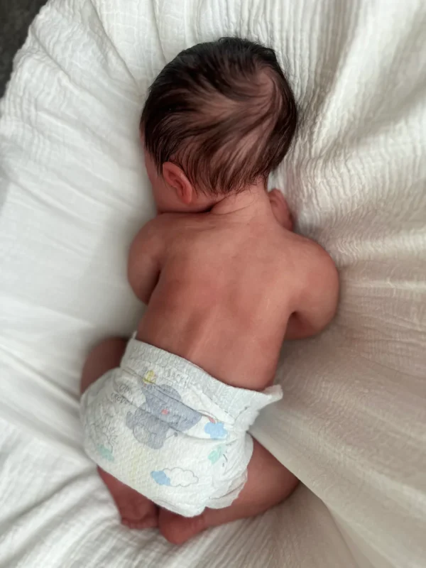 Oliver is poured in platinum grade marshmallow silicone giving his skin a very realistic feel