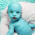 Silicone Reborn Avatar Girl Doll, 17 inches (44 cm), lifelike and poseable, comes with outfit, diaper, blanket, pacifier, and bottle, perfect for collectors or gifts.